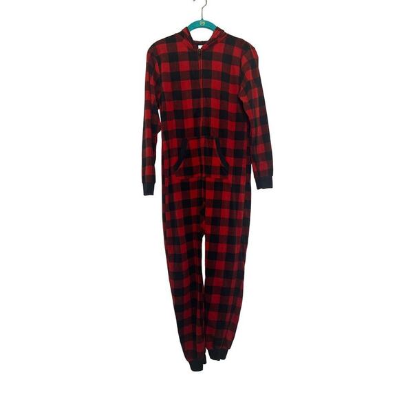 Wondershop Buffalo Plaid Red and Black One Piece Pajamas Size 12 - Picture 1 of 12